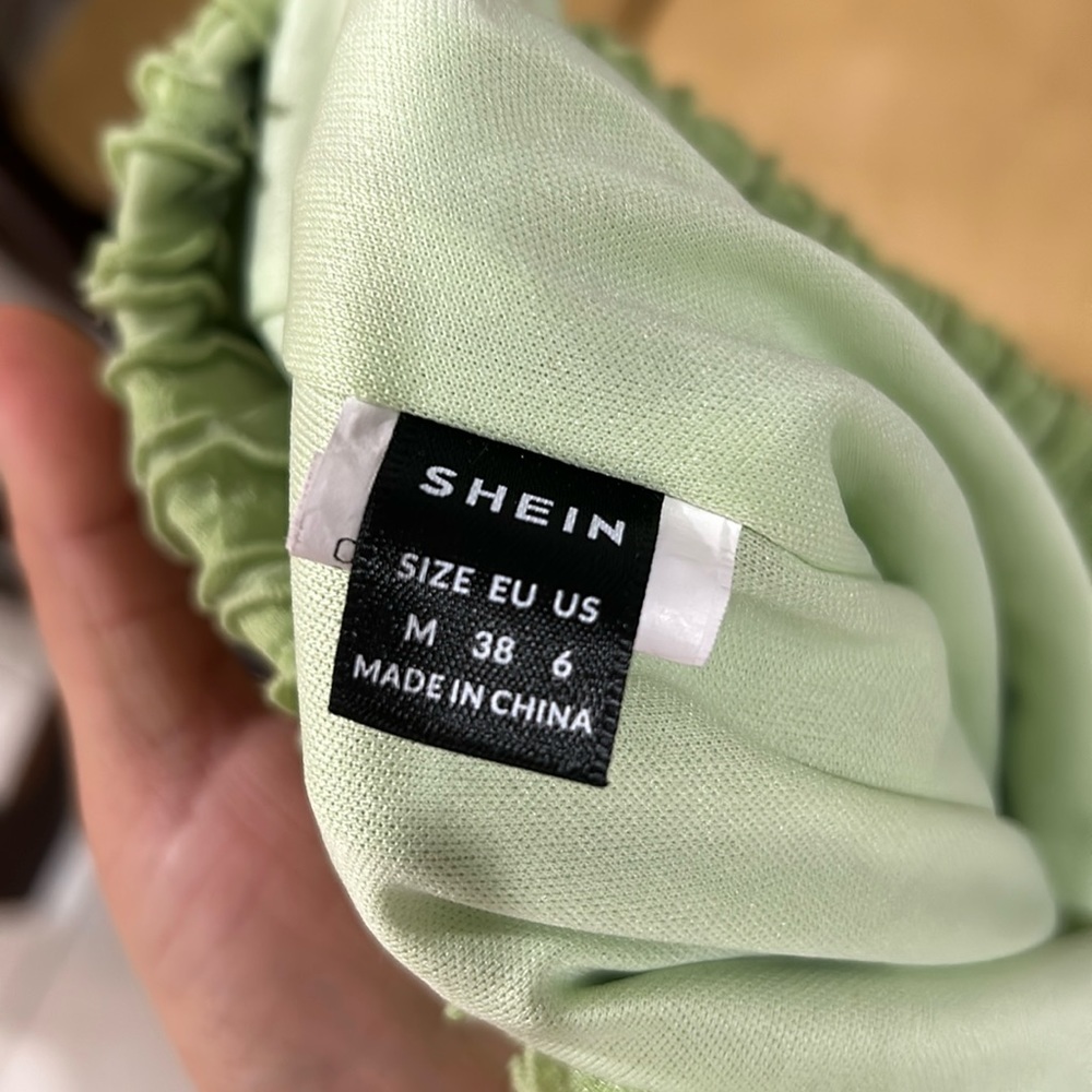 Shein textured green mini skirt